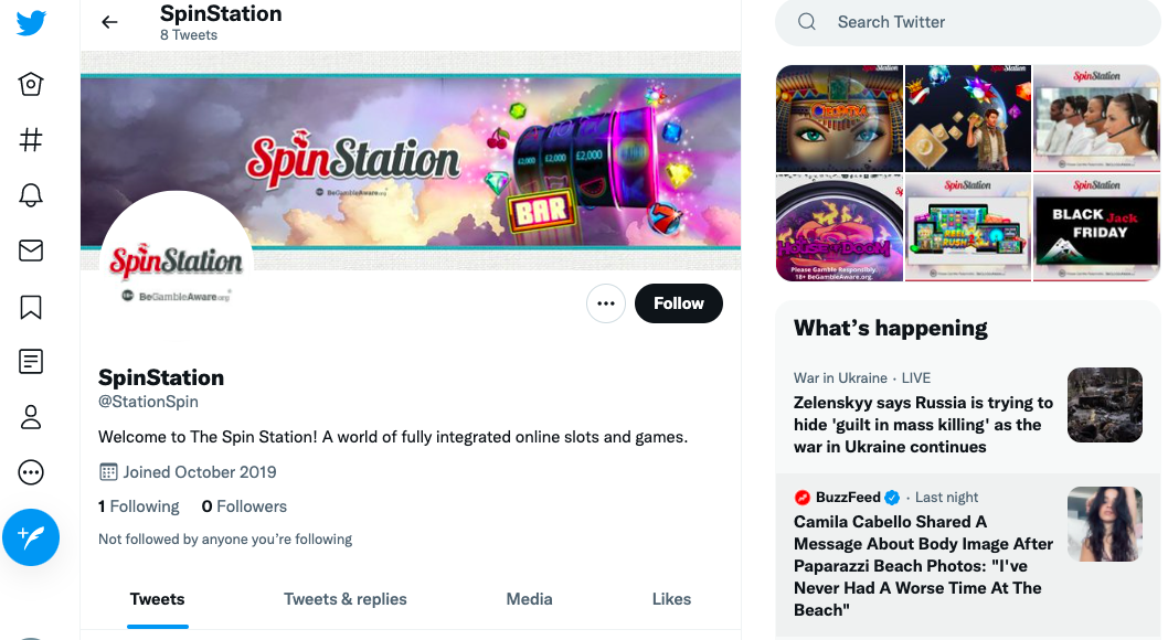 Spin Station Casino is active on Facebook and Twitter Social Medias