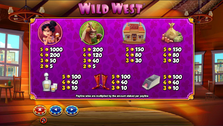 wild west paytable
