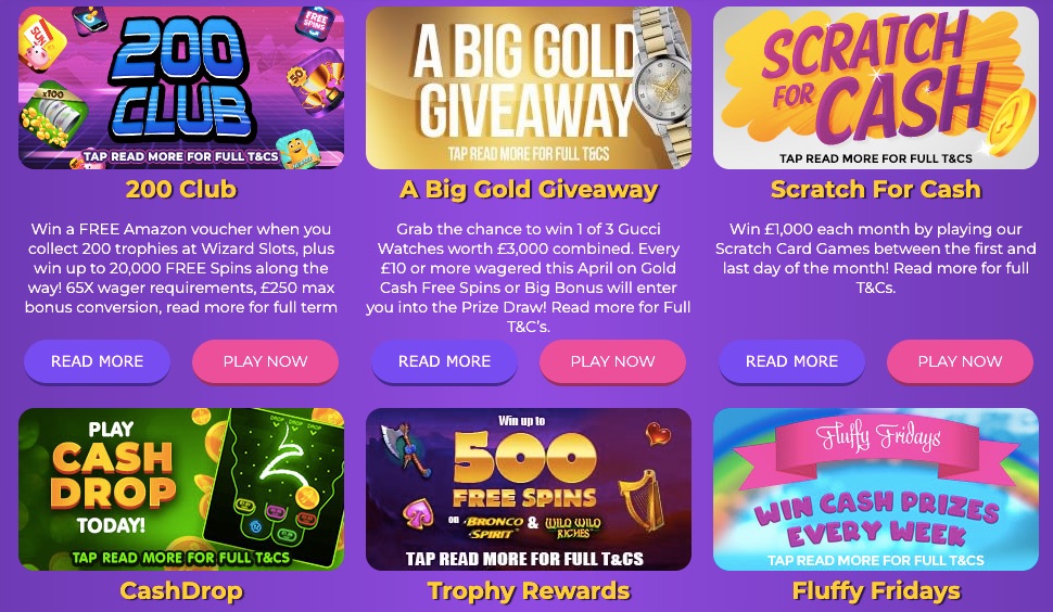 Wide Range of Ongoing Promotions on Wizard Slots Casino
